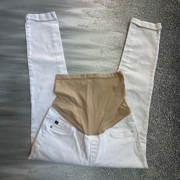 AG Adriano Goldschmied Women's Cream Straight Leg Jeans maternity - Picture 8 of 9